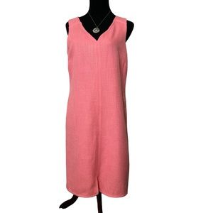 Talbots Size 10 Petite Sleeveless Pink Sheath V-Neck Linen Dress